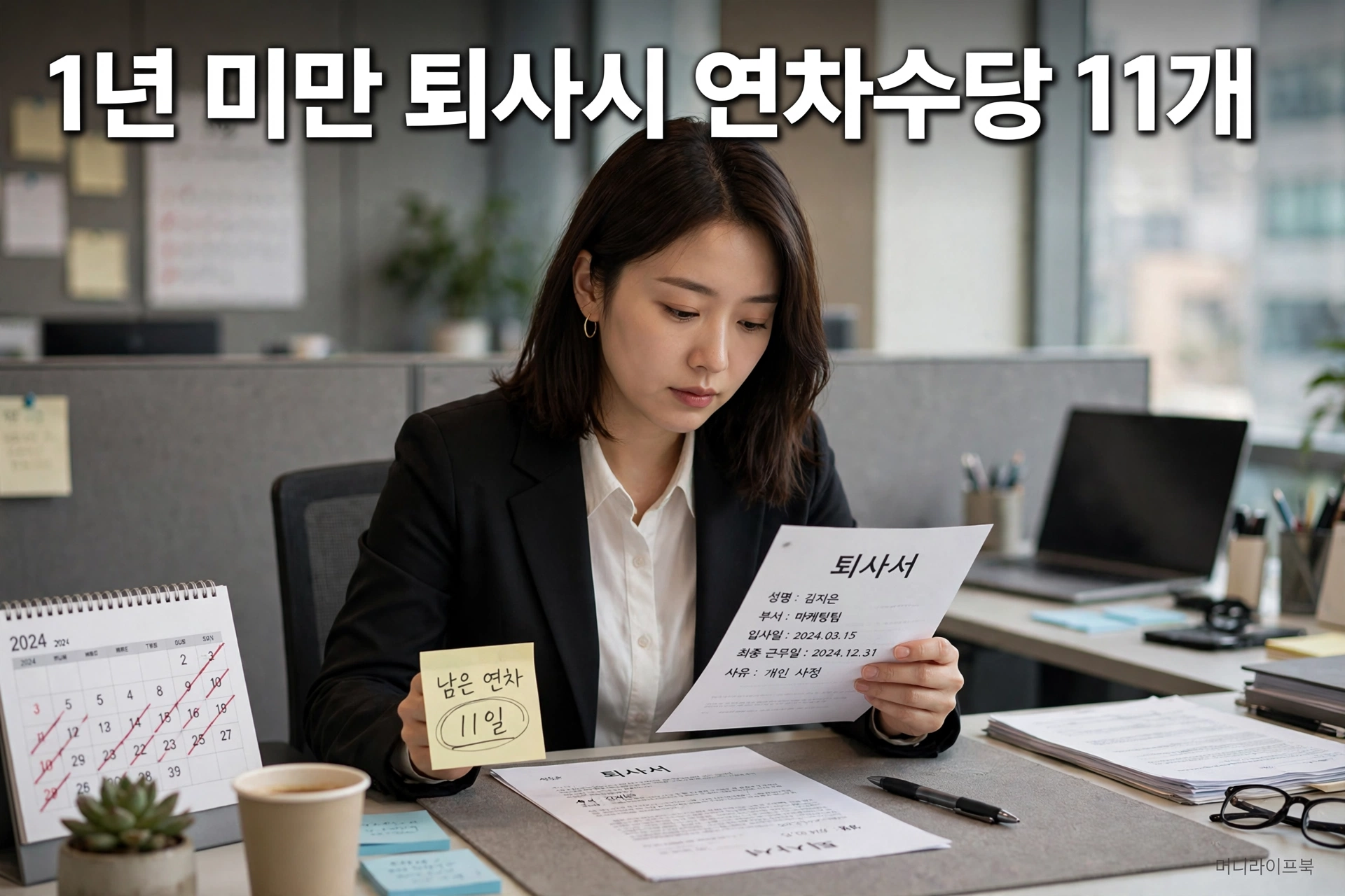 1년 미만 퇴사 시 연차수당 11개 정산