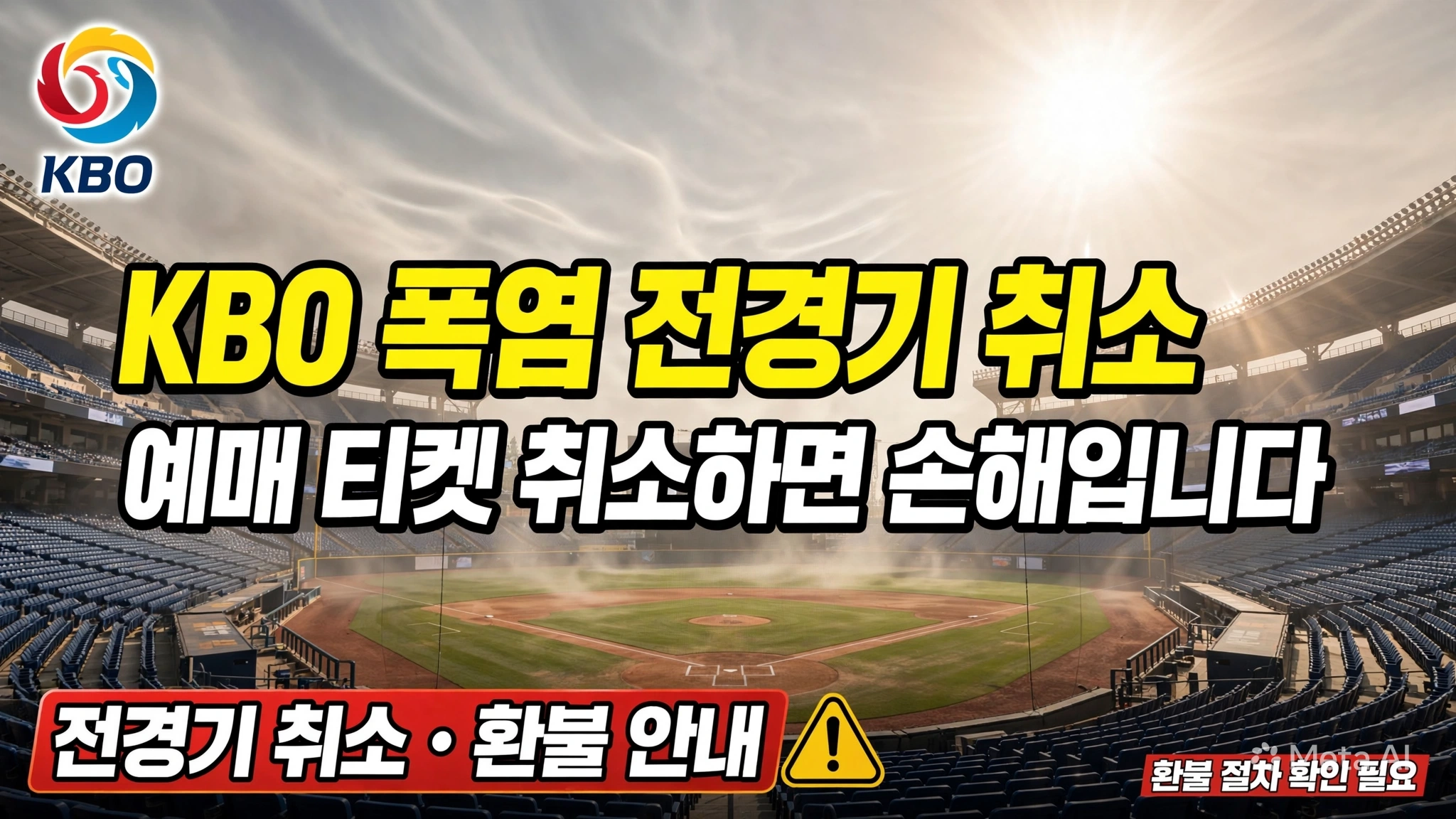 KBO 폭염 전경기 취소, 예매 티켓 지금 취소하면 손해입니다