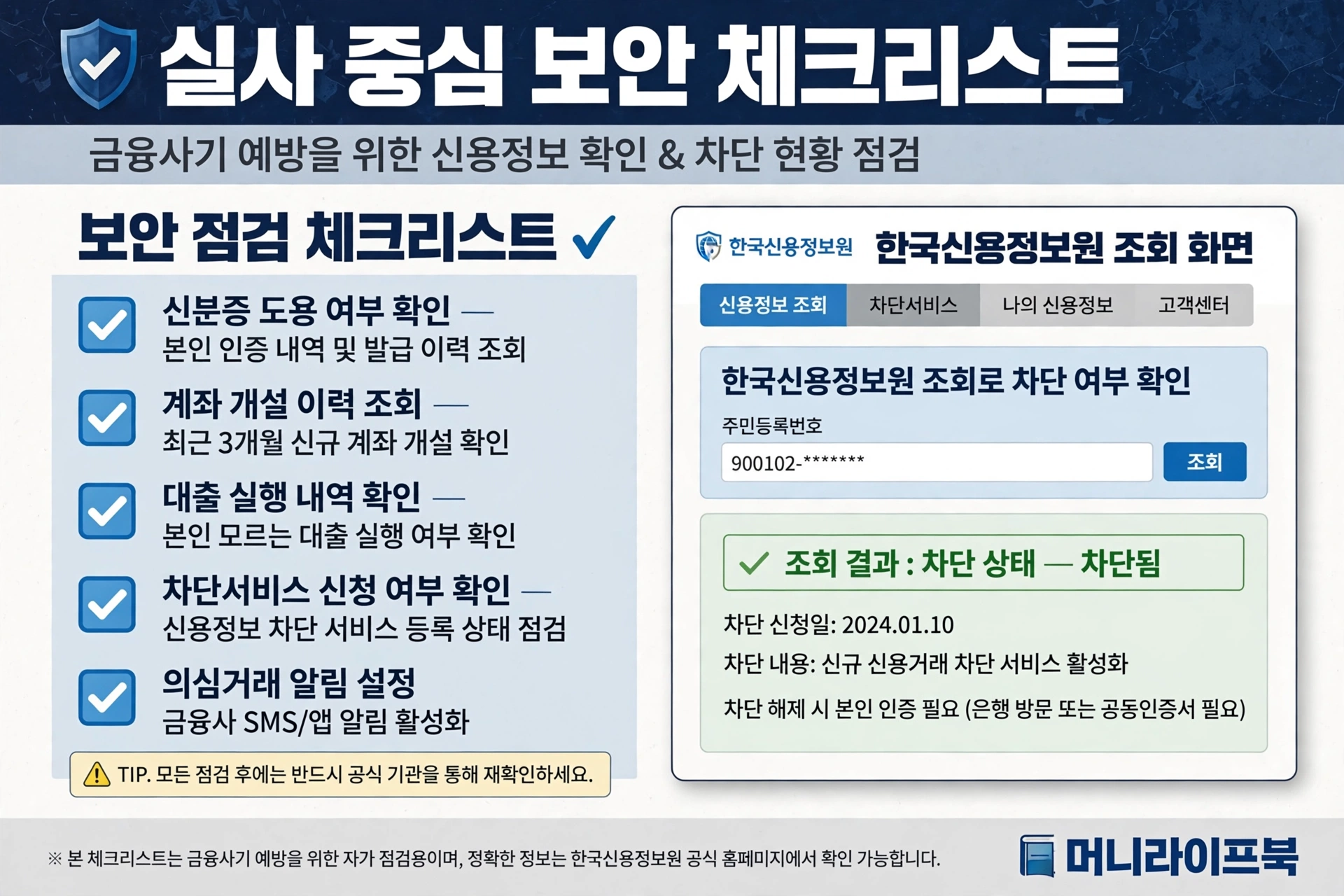 한국신용정보원 조회로 차단 여부 확인