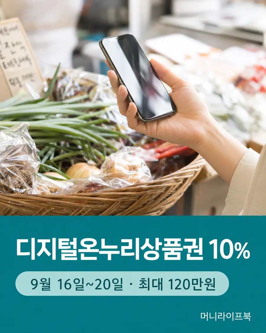 디지털온누리상품권 10% 할인과 구매한도 요약 이미지