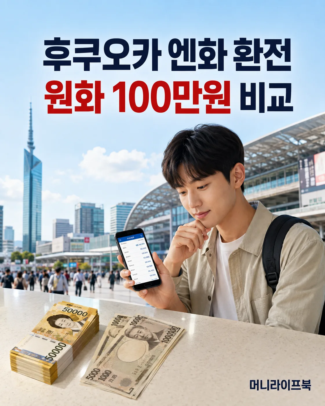 후쿠오카 엔화 환전 원화 100만원 비교