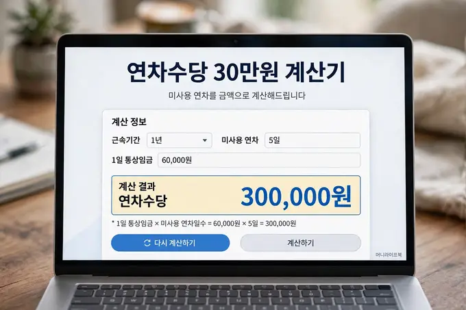 연차수당 30만원 계산기