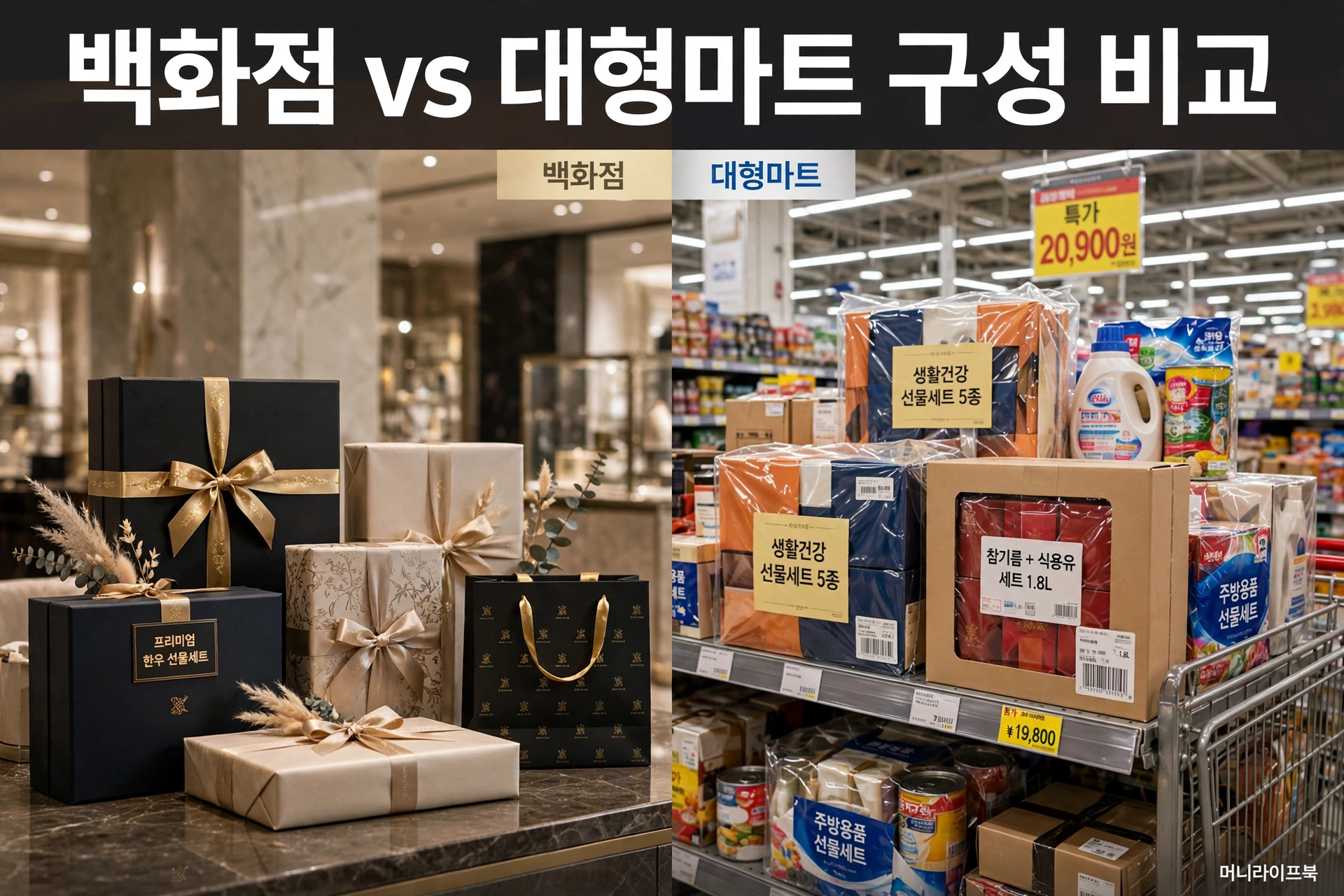 백화점 vs 대형마트 구성 비교 이미지