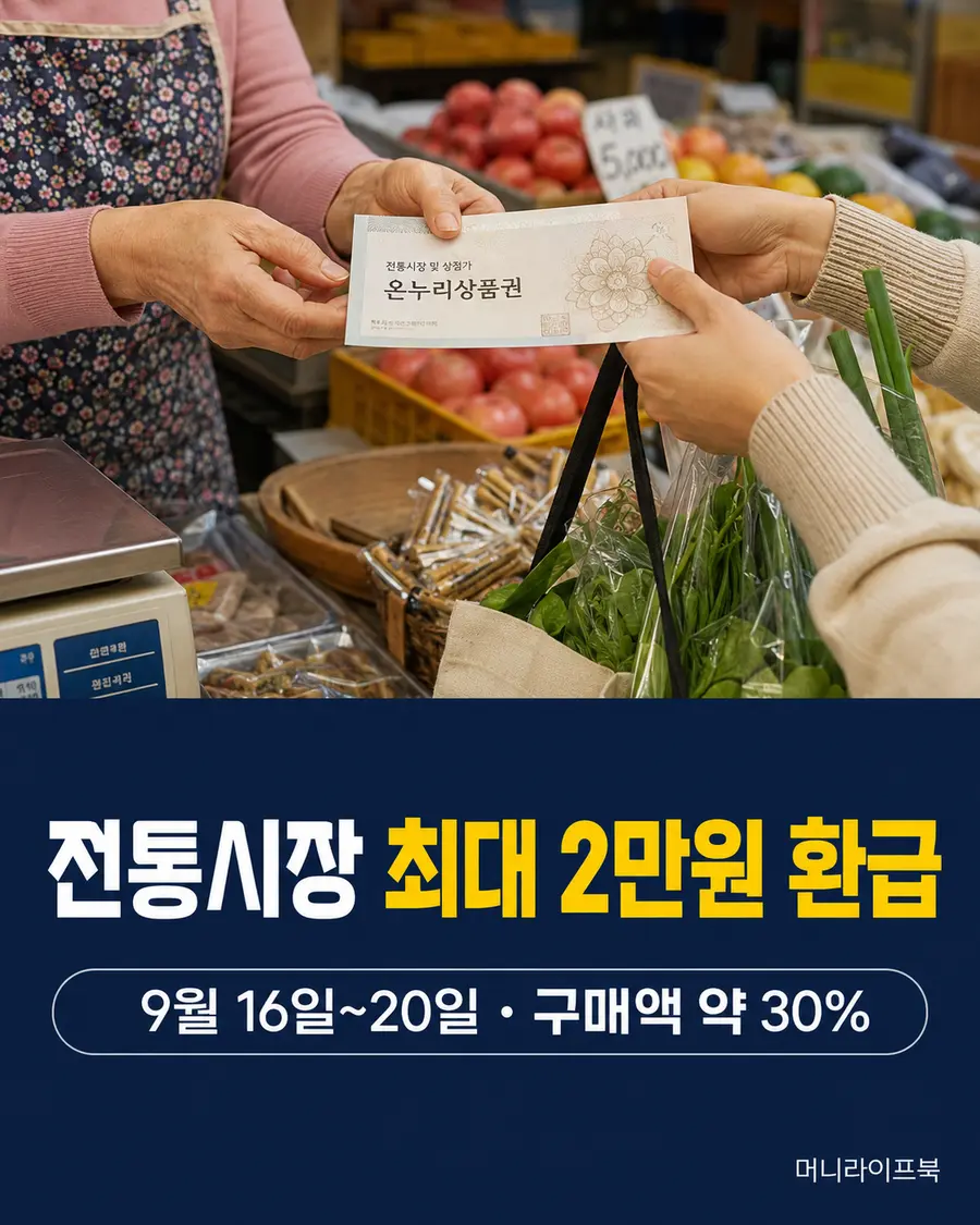 전통시장 최대 2만원 환급 기간과 조건 요약 이미지