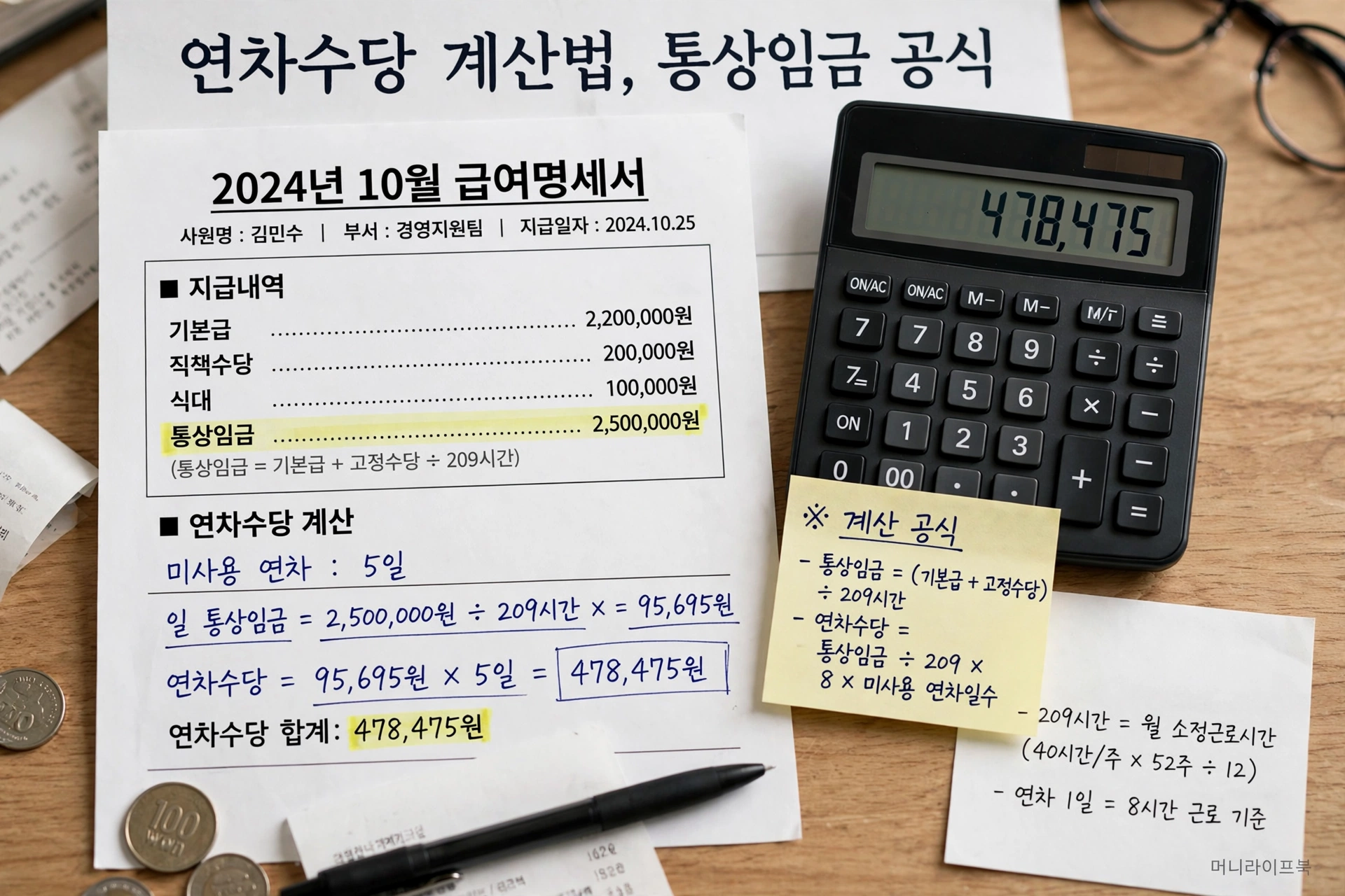 연차수당 계산법 통상임금 공식